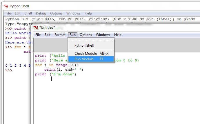 execute python from text editor